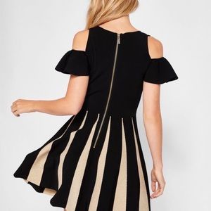 Gold and Black Pleated Ted Baker Dress